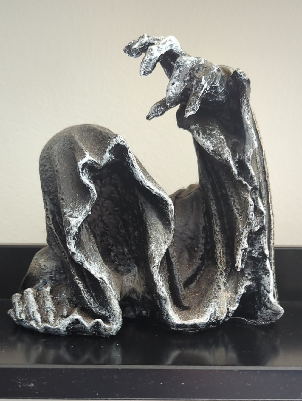 Black and Silver Hooded Reaper Sculpture - Home Art Accent